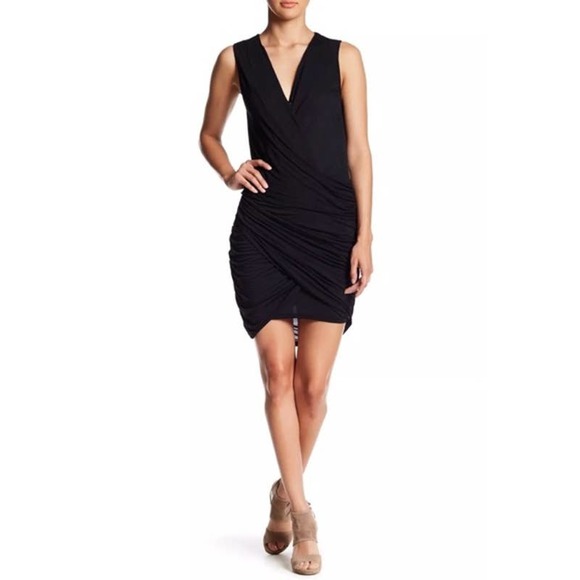 YOUNG FABULOUS & BROKE Cadler Ruched Dress Black - Picture 1 of 9
